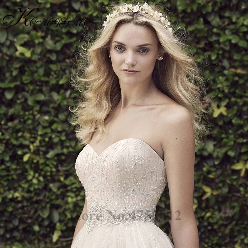 Без бретелек блестящее свадебное платье со стразами Vestidos De Novia 2019 Новое