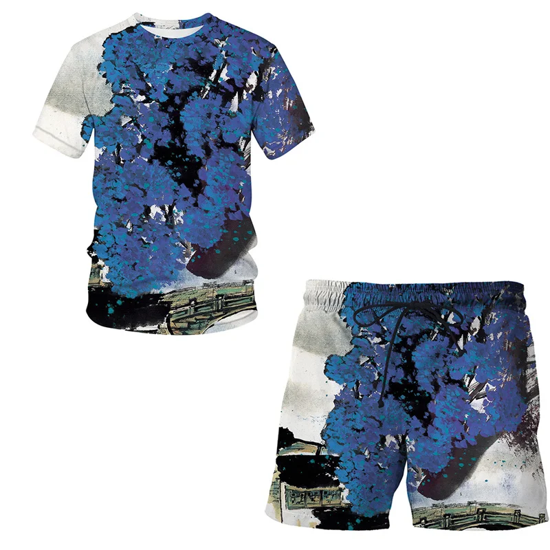 Мужской пляжный комплект летняя рубашка с коротким рукавом и шорты | Мужская