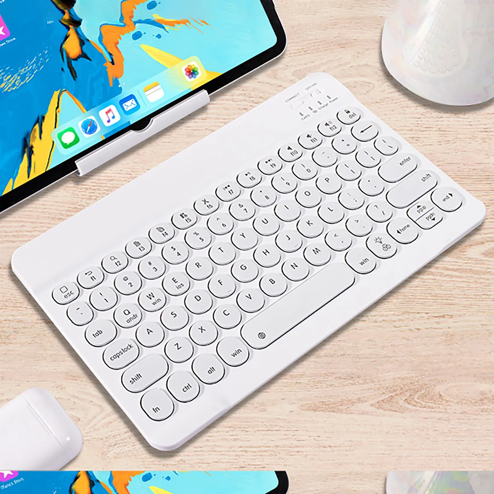 

Portable Wireless Bluetooth 78-Key Small Round Key Keyboards 5.0 7-Colors Backlight Keyboard For iPad Android Tablet Laptop#g3