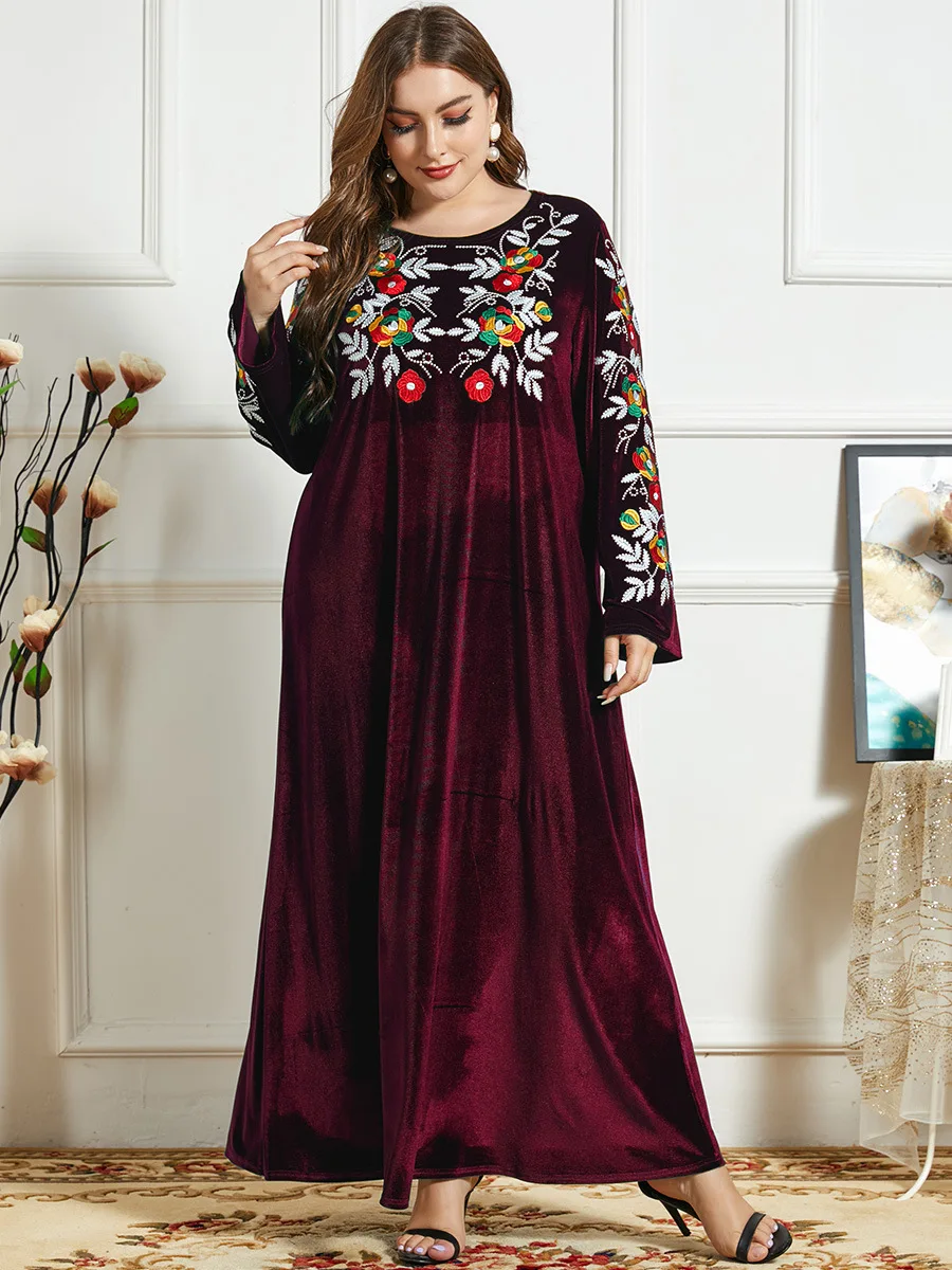 

Velvet Kaftan Dress Abaya Dubai Turkey Islam Arabic Pakistani Muslim Hijab Dress Abayas for Women Turkish Dresses Saudi Arabia