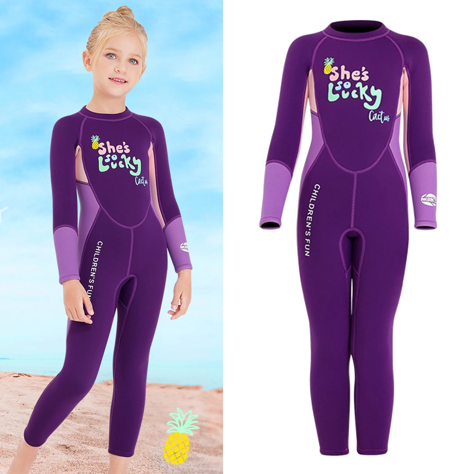 

2.5MM Neoprene Children One Piece Long Sleeve Diving Wetsuit Kids Girl Thermal Surfing Beach Swimming Suit Swimsuit S-XXL