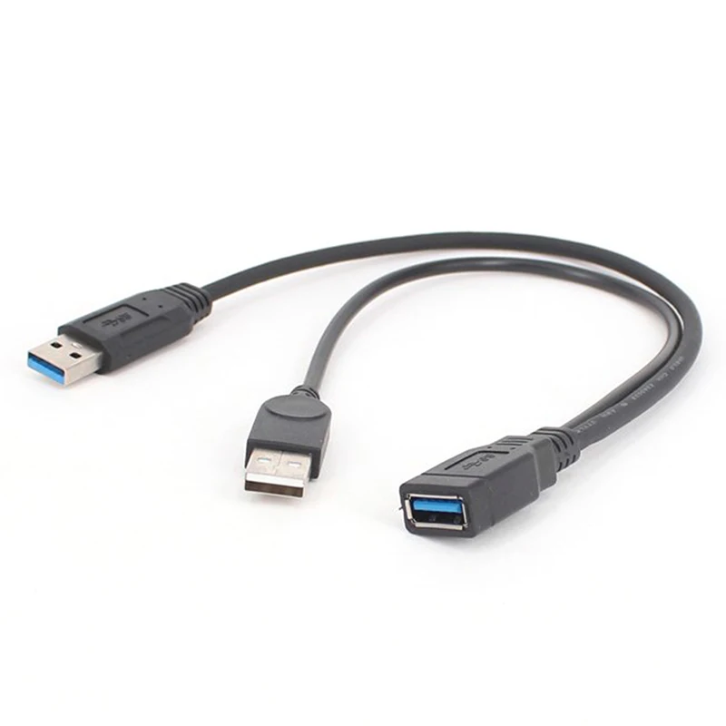 

USB 3.0 Cable Dual Power Charge Cables Y Adapter Male To Female Cord Cable 30CM