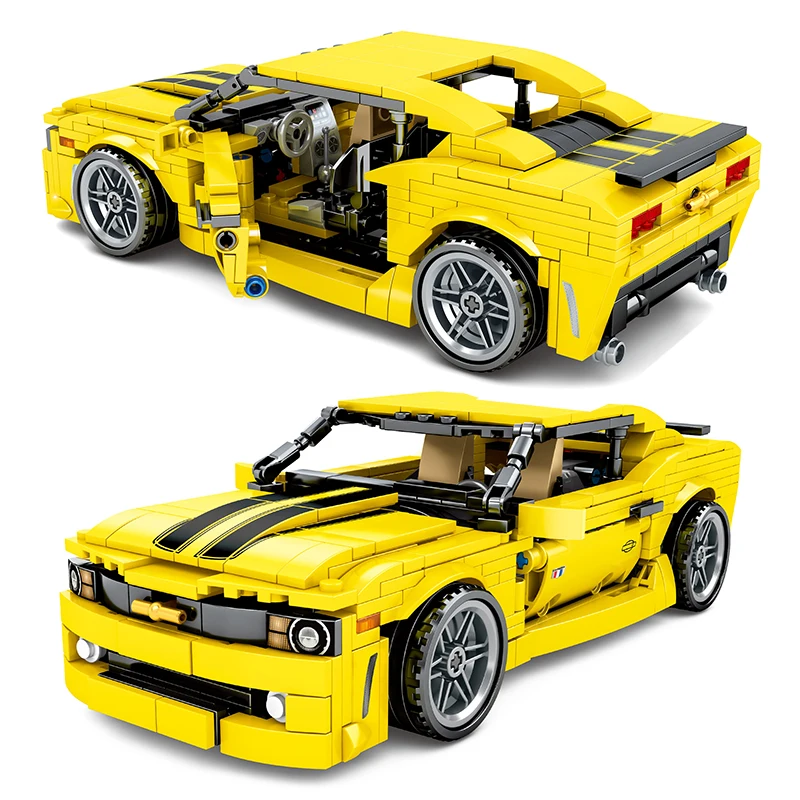 558 шт. Bumblebee Camaro спортивные строительные блоки для автомобилей, подходят для техники, гоночных автомобилей, супермашин, Playmobil, кирпичи, детские подарки для мальчиков и девочек