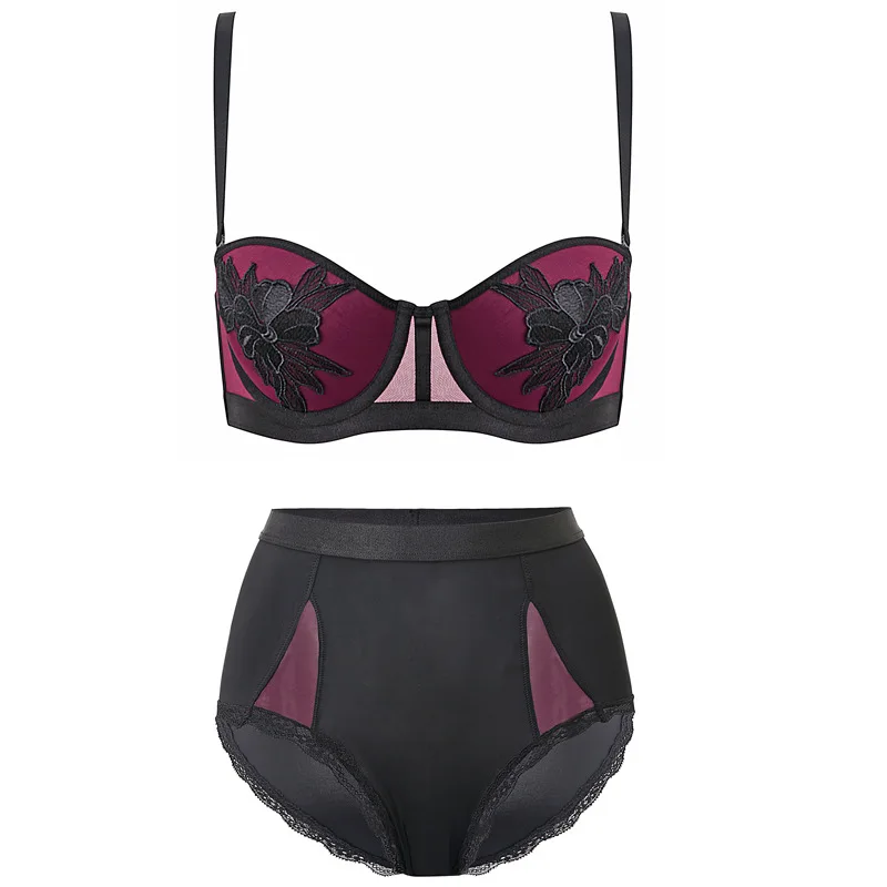 

Hjwsfdcai High Waist Vintage Bra Set Women's Underwear French Embroidery Bras Thick Cup Push Up Gather Bra Sexy Ladies Lingerie