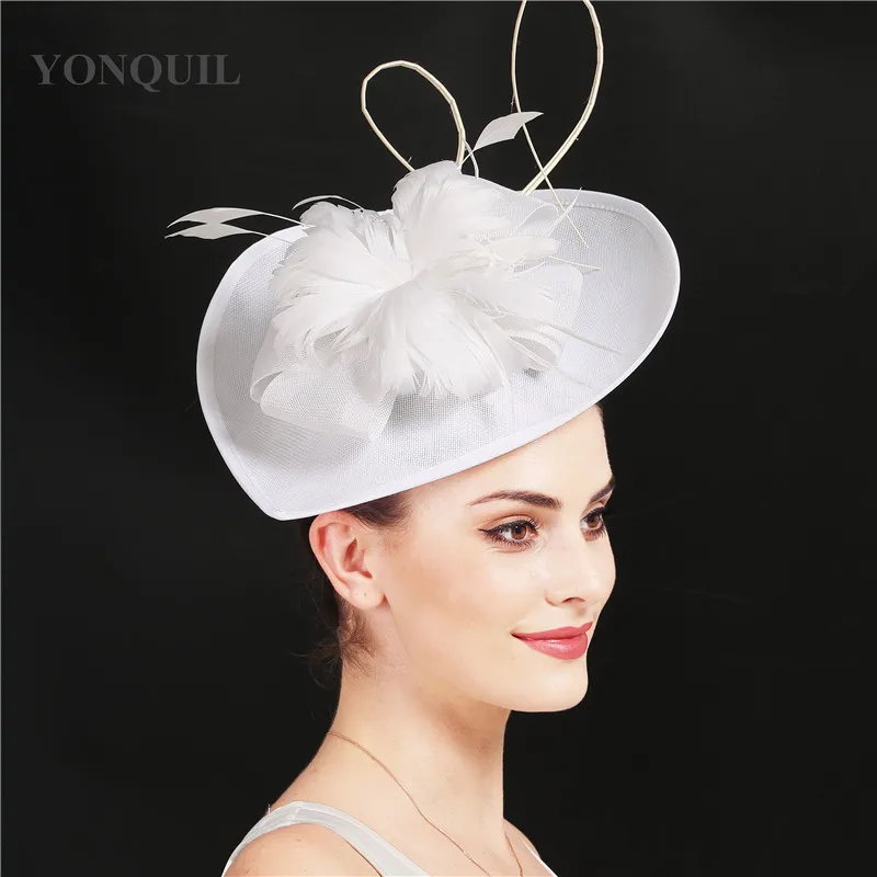 Vintage Army green kenducky derby fascinator hair hats for elegant women wedding church occasion accessories feathers headpieces
