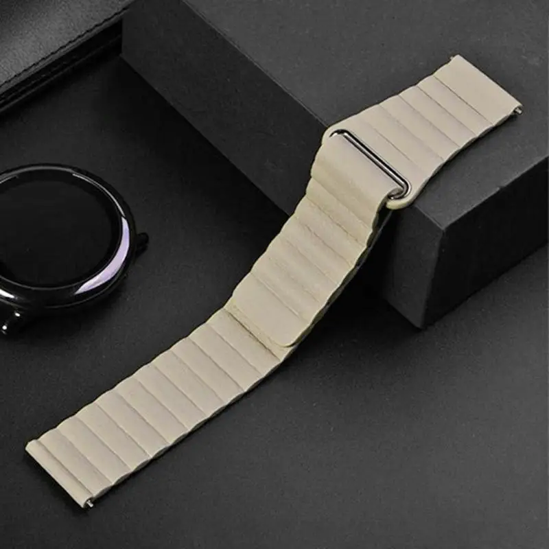 

20mm Watch Strap Universal Leather Wristband with Magnetic Buckle Replacement for Samsung GearS2 Sport Galaxy Active2