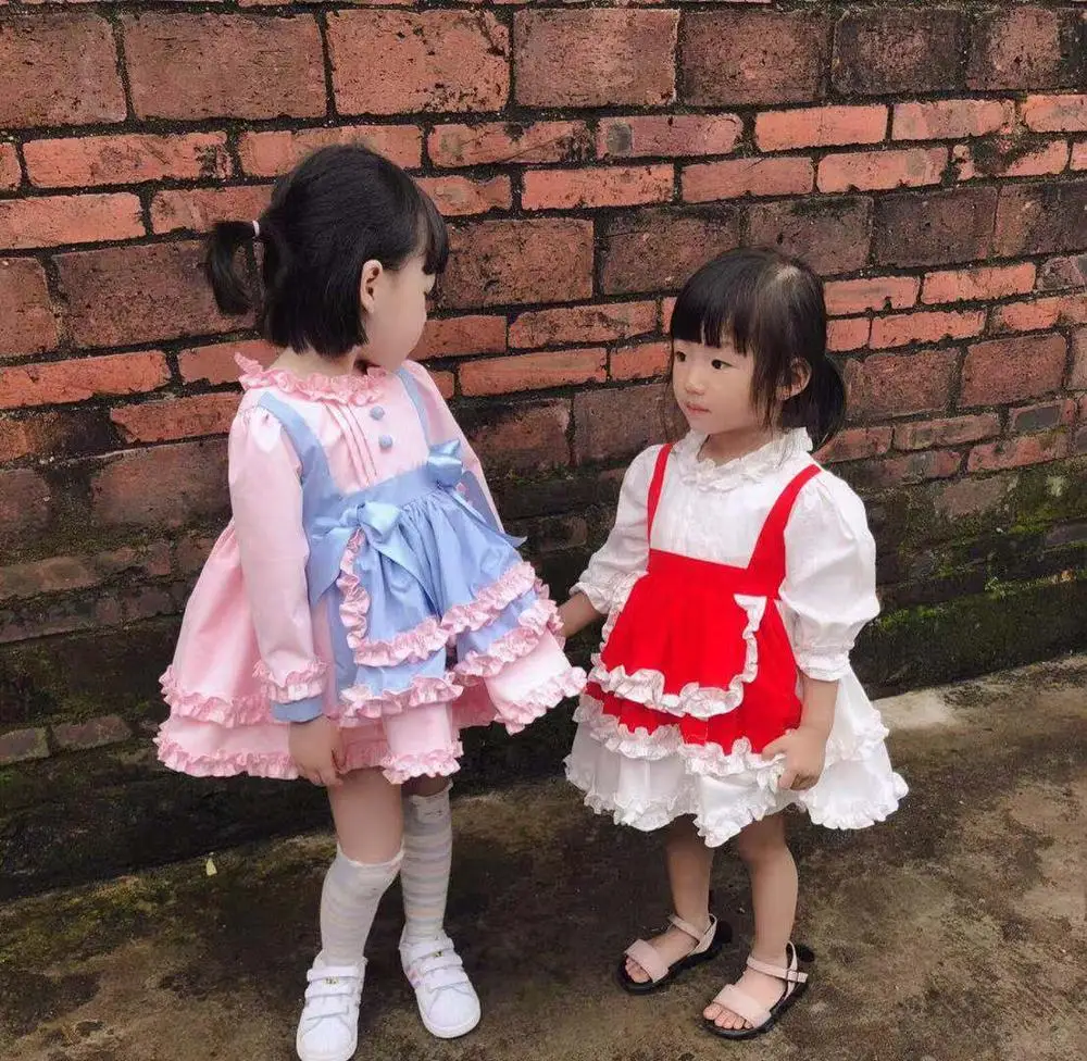 Детское платье принцессы винтажное бальное розового и синего цвета для девочек