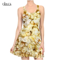 cloocl new fashion lemon slice popcorn potato chips ladies summer trend party girls 3d print pattern dress sexy