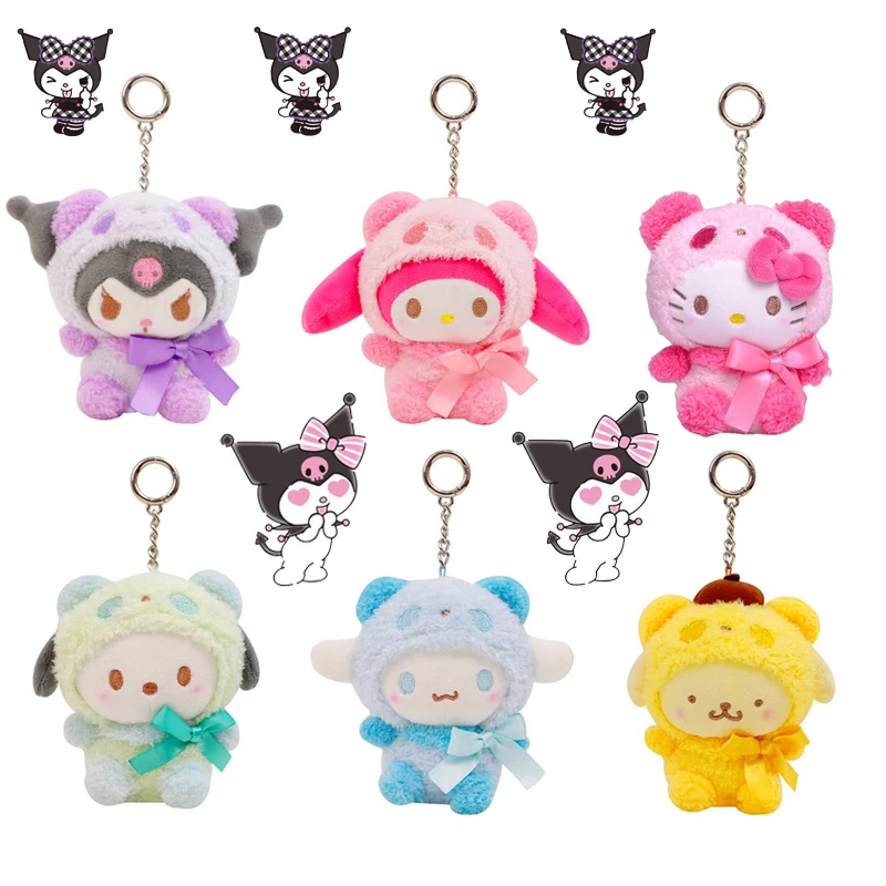 

10 см аниме Kawaii Kuromi Melody Cinnamoroll PC Dog Cos Panda Series милая мягкая подвеска плюшевая кукла игрушка для детей Рождественский подарок