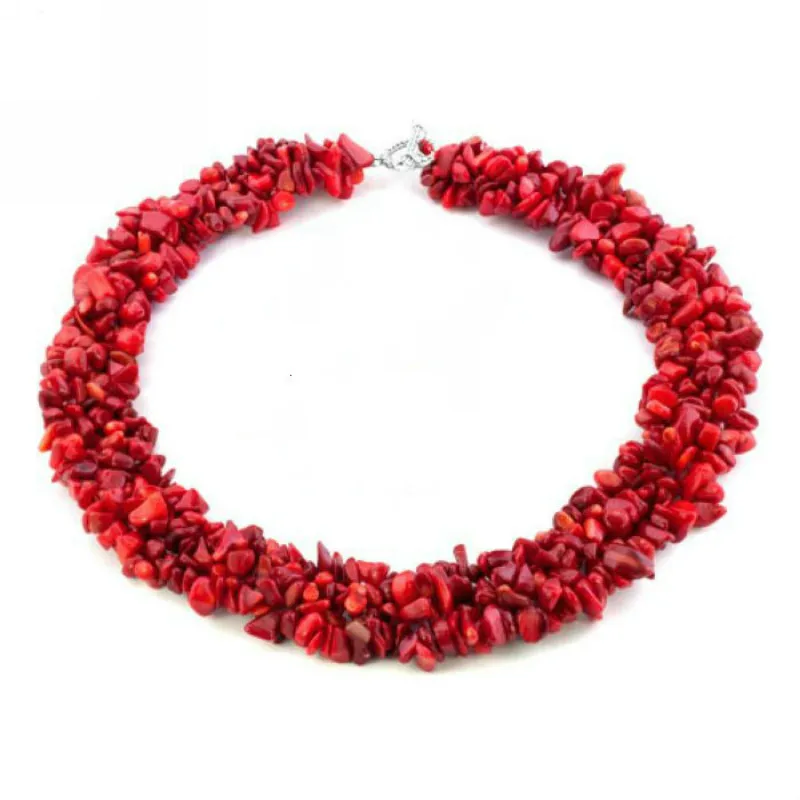 JINSE Stone Fluorite Garnet Coral Opal 5 Layers Chip Beads Necklace Natural BLS104 | Украшения и аксессуары