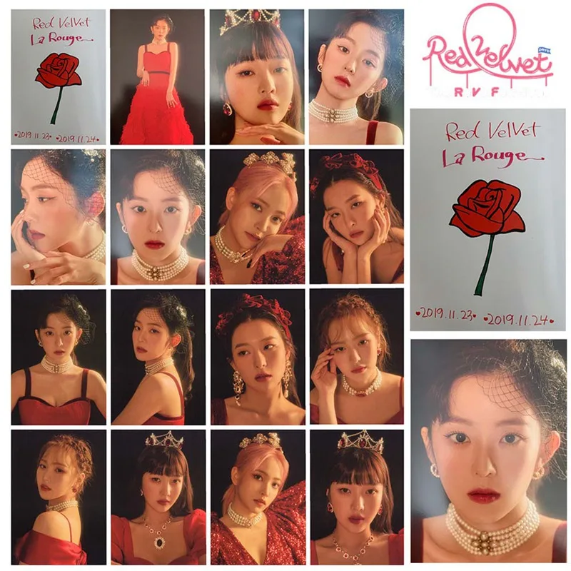 

16Pcs/Set KPOP RED VELVET Girls 3rd Concert La Rouge Album HD Photo Card PVC Cards Self Made LOMO Card Photocard Postcard