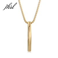 jhsl 60cm male men statement long bar pendant necklace box chain black silver color stainless steel fashion jewelry gift