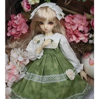 doll baby clothes green dress with flowers decoration bjd dress hair band for 13 14 16 bjd sd dd blyth doll accessories