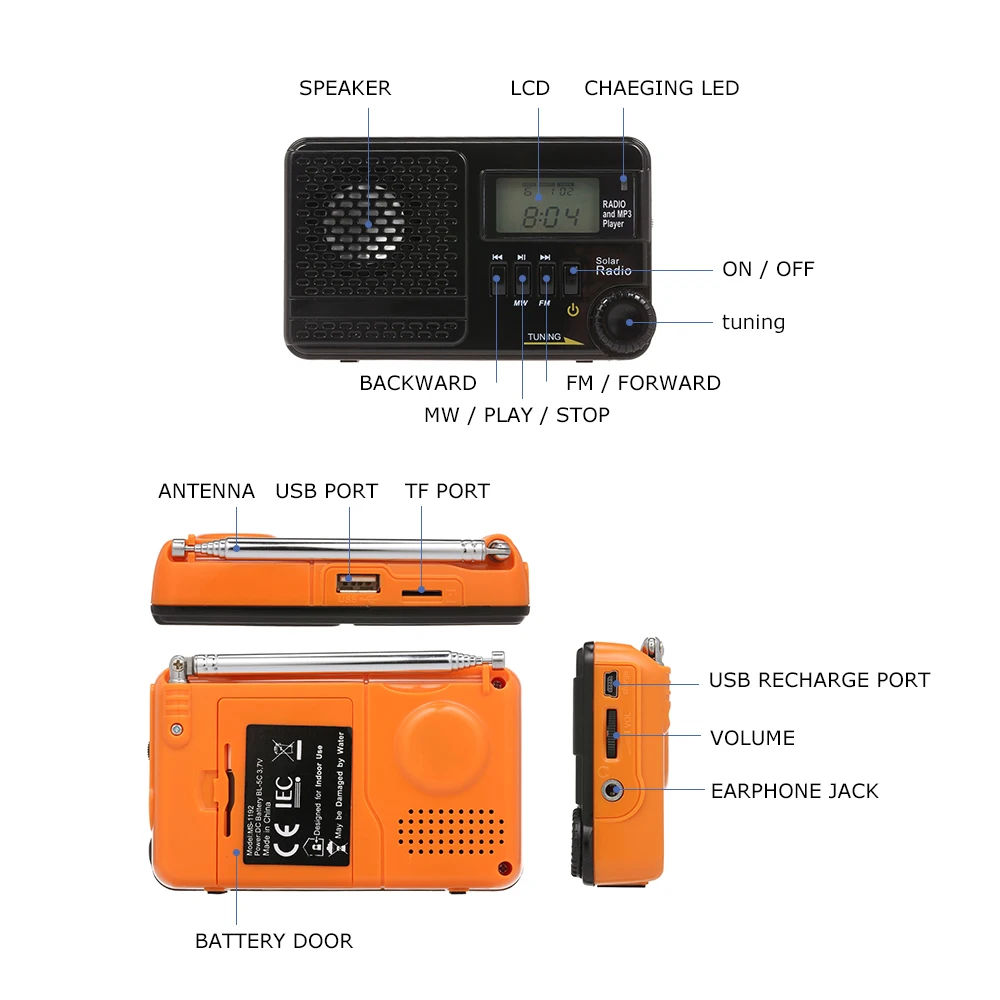 Портативное цифровое FM радио MW многодиапазонный радиодинамик музыкальный MP3