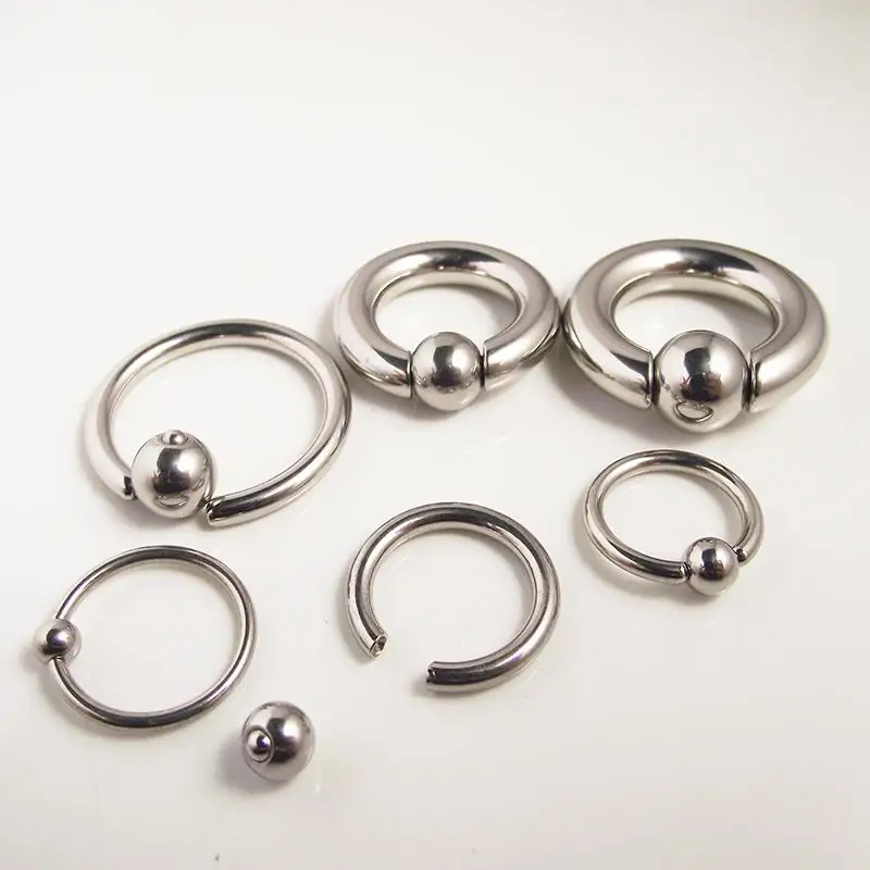 1PCS Stainless Steel Captive Bead Hoop Rings Ear Nipple Nose Piercing OrejaPlug&ampTunnel Septum Orelha Big Size Ring | Украшения и