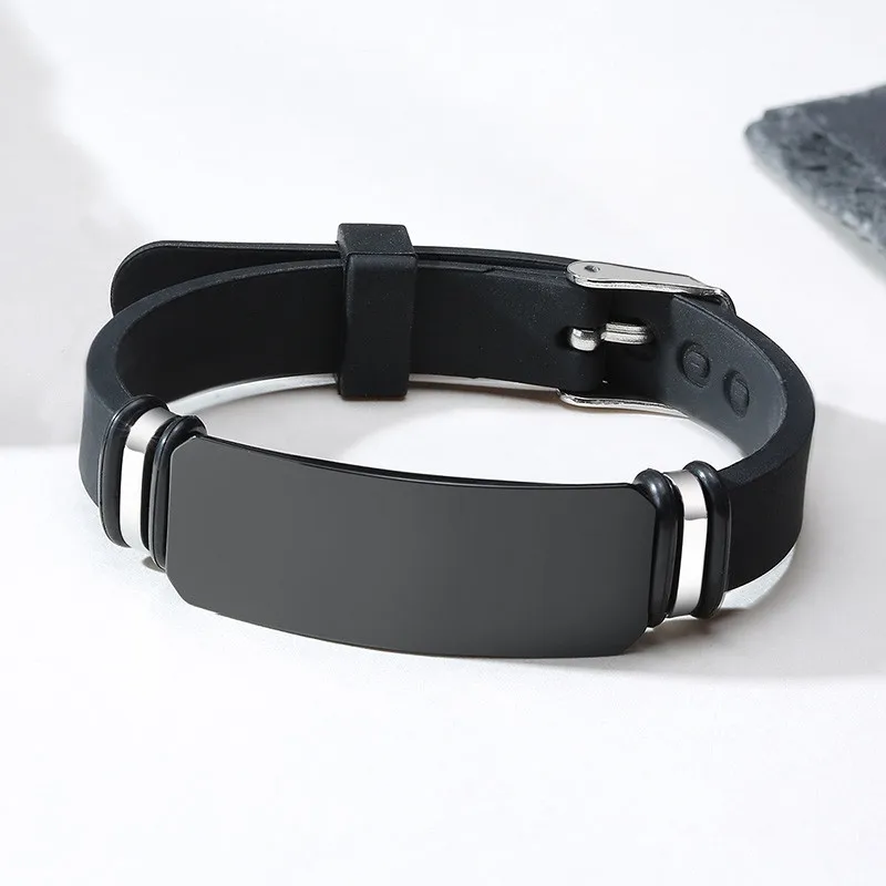 Modyle New Brand Fashion White Black Stainless Steel Silicone Medical Alert ID Custom Bracelets Engraving Wristband For Men |