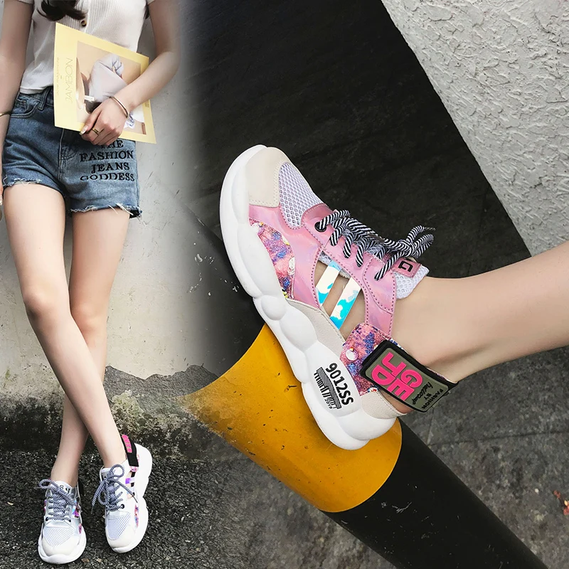 Женские Блестящие Кроссовки на плоской подошве повседневная женская обувь из
