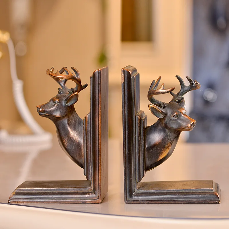 

Retro Creative Fashion American Deer Head Book Archive Animal Ornaments Study Bedroom Resin Decoration Craft Gift Home Decor