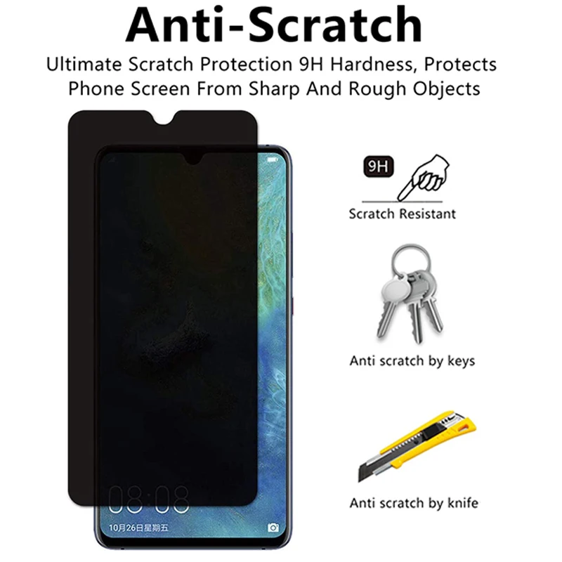 Screen Protector For Huawei P20 P30 P40 Privacy Anti-Spy Tempered Glass For Mate10 20 30 Anti Glare Protective honor 20 30 lite