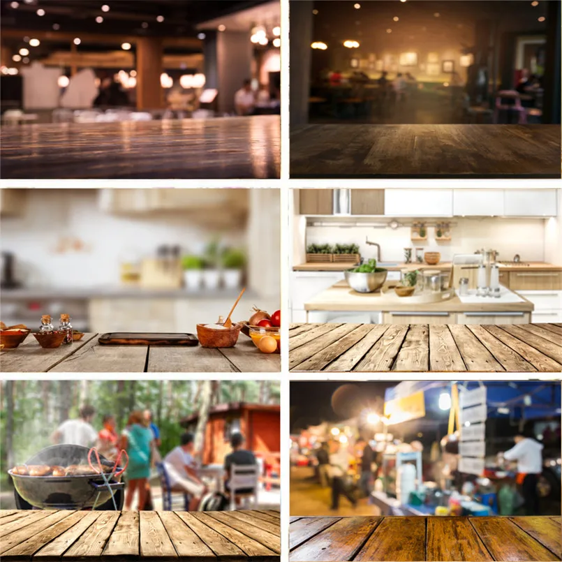 Реквизит для фотосъемки Nitree Виниловый фон с изображением деревянного пола еды