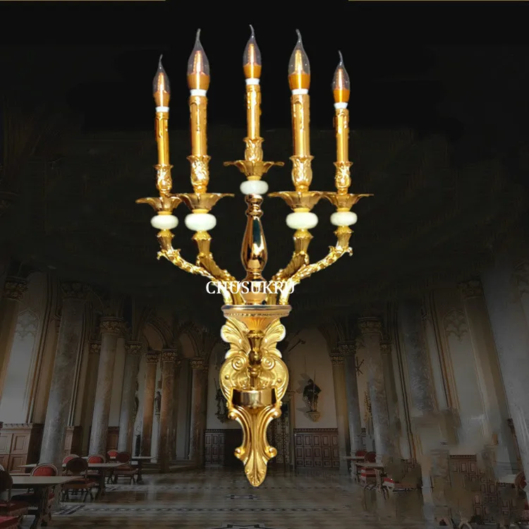 Европейский роскошный настенный светильник из цинкового сплава лобби гостиница