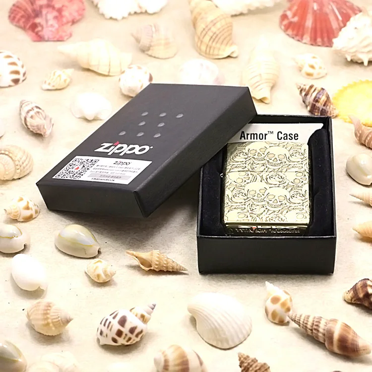 

Genuine Zippo oil lighter copper windproof Rose and skull 3D gold cigarette Kerosene lighters Gift With anti-counterfeiting code