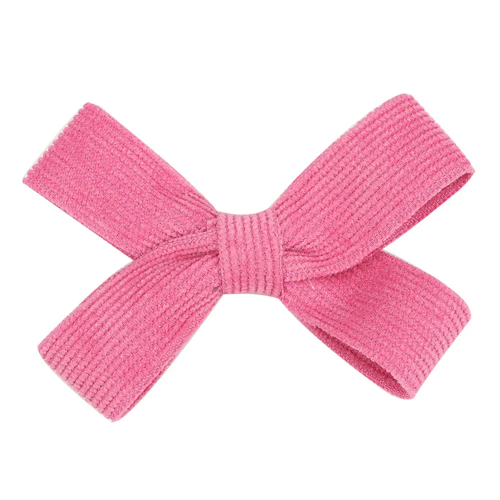 ncmama 2pcs/lot Solid Striped Corduroy Hair Clips 3'' Girls Kids Cross Knot Velvet Hair Bows Princess Hairpins Hair Accessories