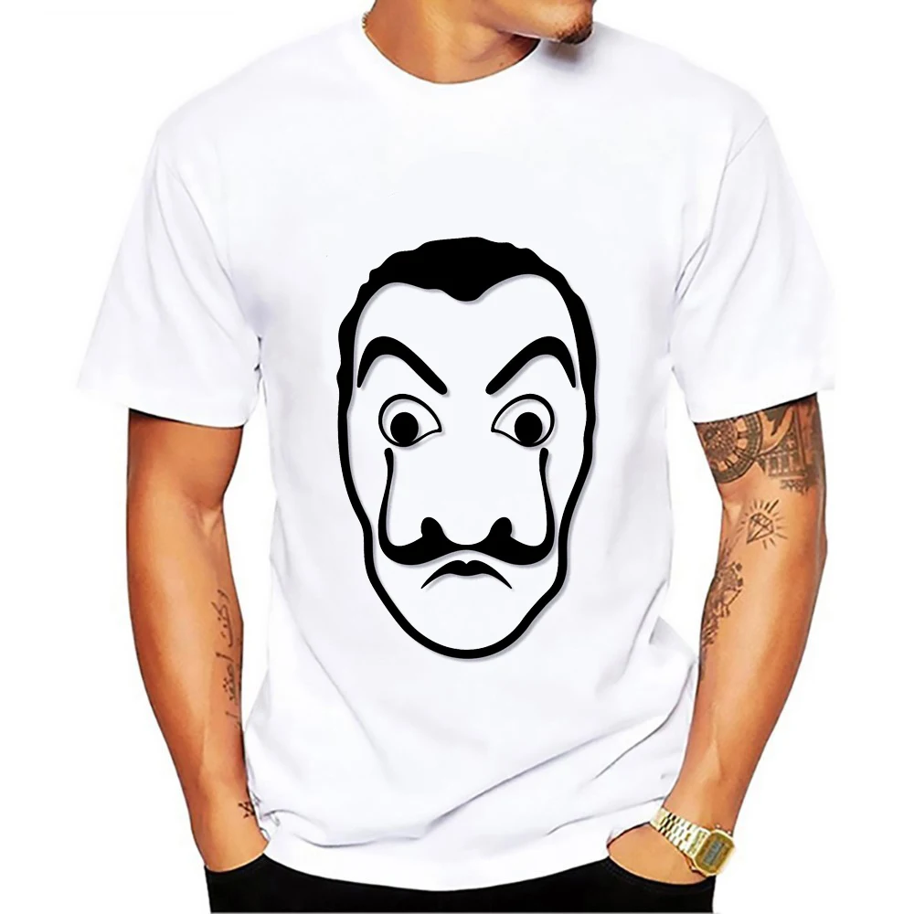 The House of Paper La Casa De Papel T shirt Movie Money Heist Funny Dali T-Shirt New Tv Show Series Casual men vogue Summer tees | Мужская