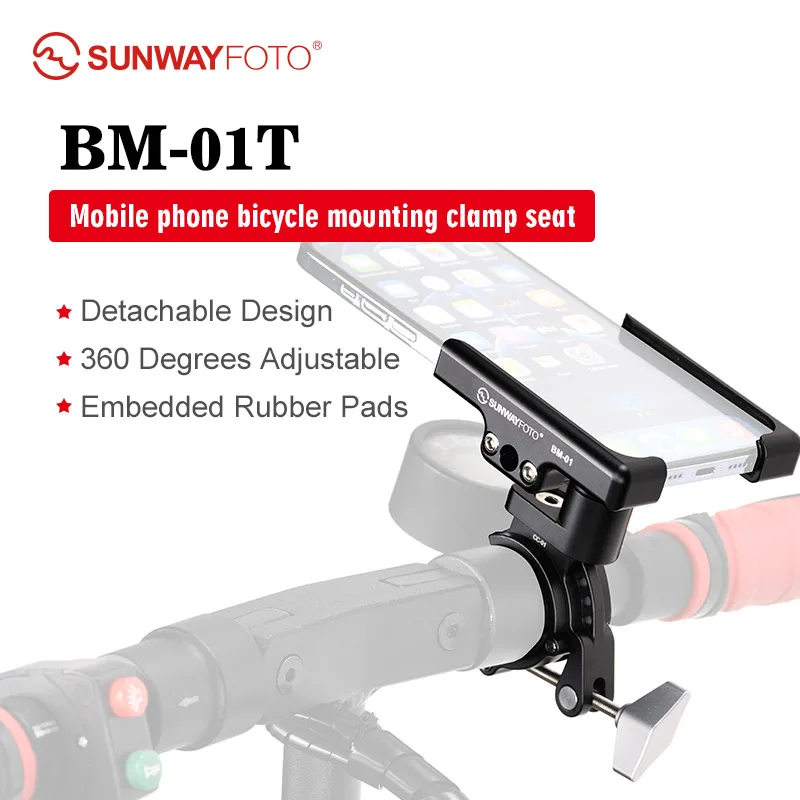 

SUNWAYFOTO BM-01T Cell Phone Mount for bike motorcycle Handlebar aluminum phone clamp tripod adapter mobile phone smartphone bik