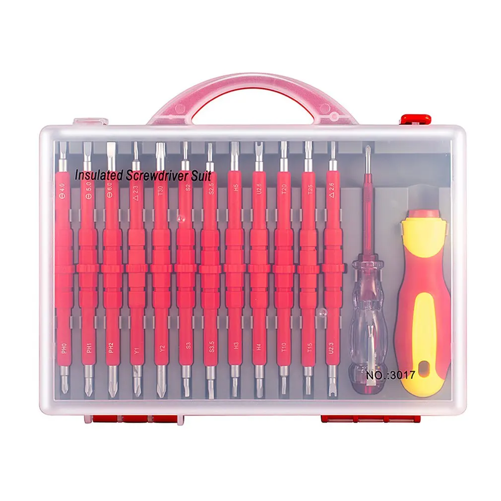 

26 Pcs/set Insulated Screwdriver Set Precision Removable Magnetic Bits Torx Hex Slotted Phillips Household Repair Hand Tool