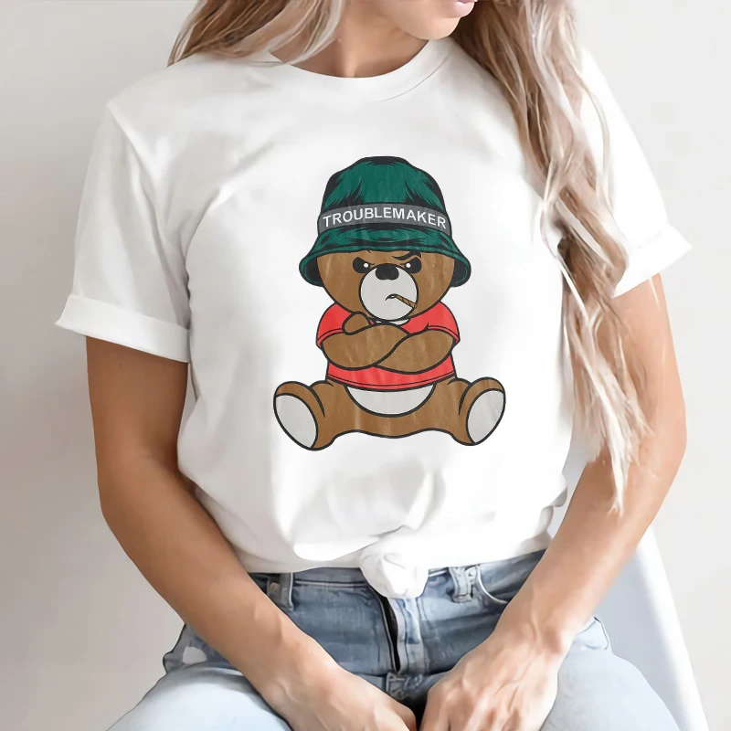 

Fashion Graphic Summer T-Shirt Cool Weird Bear Cotton Large Size Short Sleeve T-Shirt popular logo for Men and Women