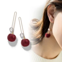 red ball earrings sterling silver tassel style new autumn 2021 ear wire gift paragraph temperament cuteromantic fashion