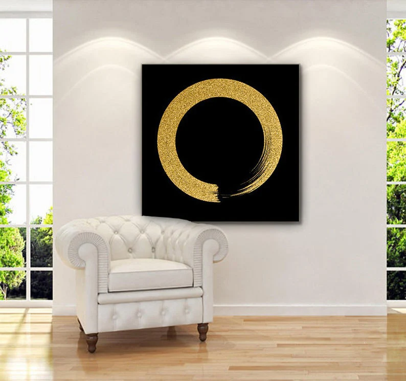 Large Abstract Oil Painting Oversize Painting Gold Painting Circle Painting Wall Art Canvas Abstract Original Abstract Painting