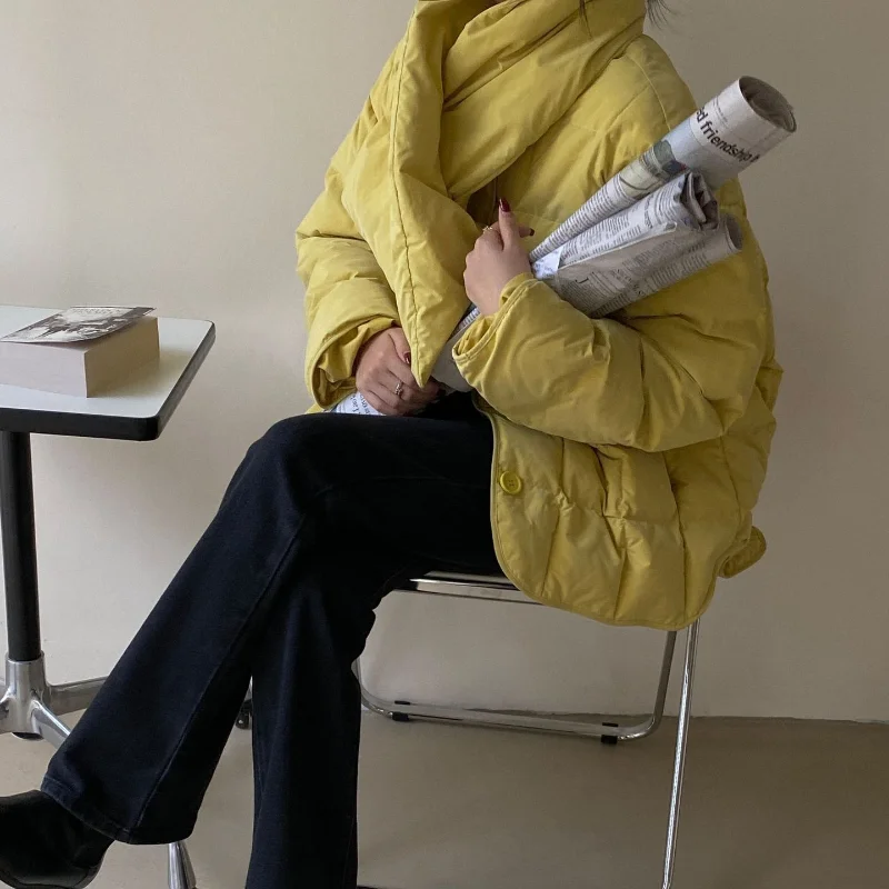 Female 2021 Loose Puffer Parkas Ladies Outwear Stand Collar Jackets Solid Parka Streetwear Winter Coat Women Jacket Parkas
