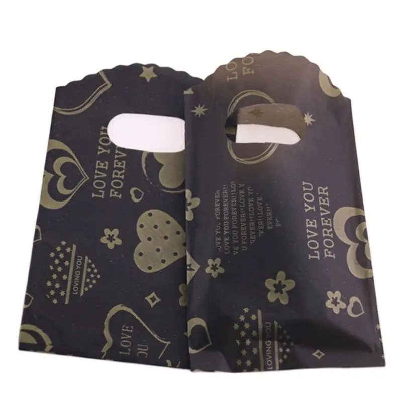 New Design High Quality Wholesale 50pcs/lot 9*15cm Luxury Plastic Vintage Small Wedding Gold Heart Gift Packaging Bags | Дом и сад