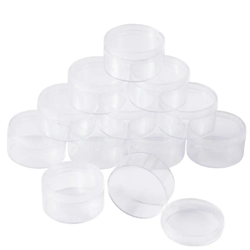 

pandahall 12pcs Plastic Bead Containers Clear Round Box for Jewelry Beads Packing 38x21mm