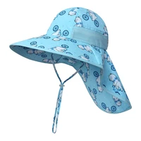 sun hat with neck flap boy girl kids summer beach string upf50 swimming outdoor accessory