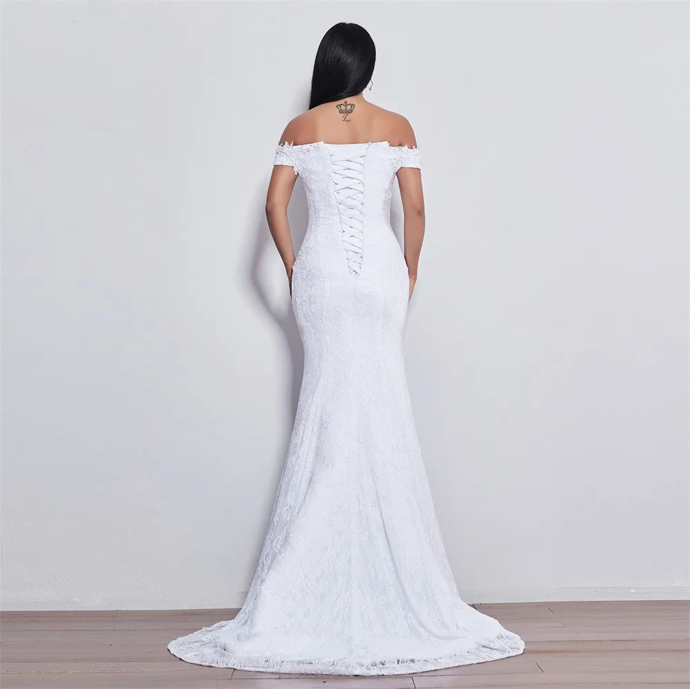 Кружевное свадебное платье с красивыми цветами юбкой годе robe mariage 520|Свадебные