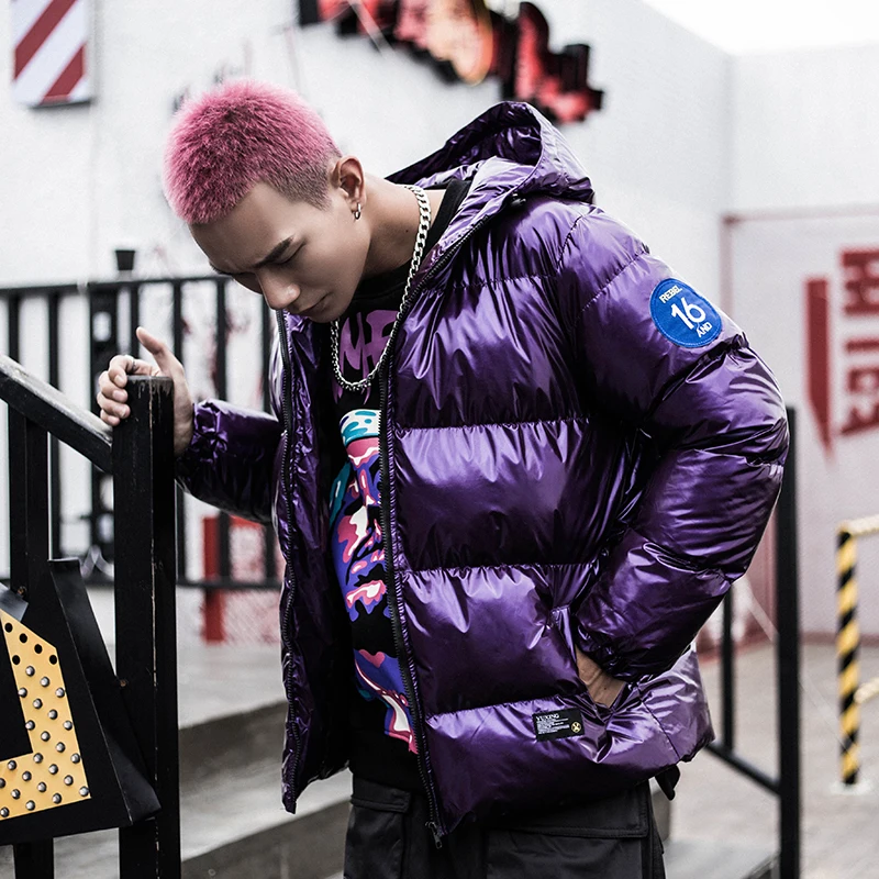 

2020 new streetwear print men's thick warm hooded coat hip-hop Korean jacket