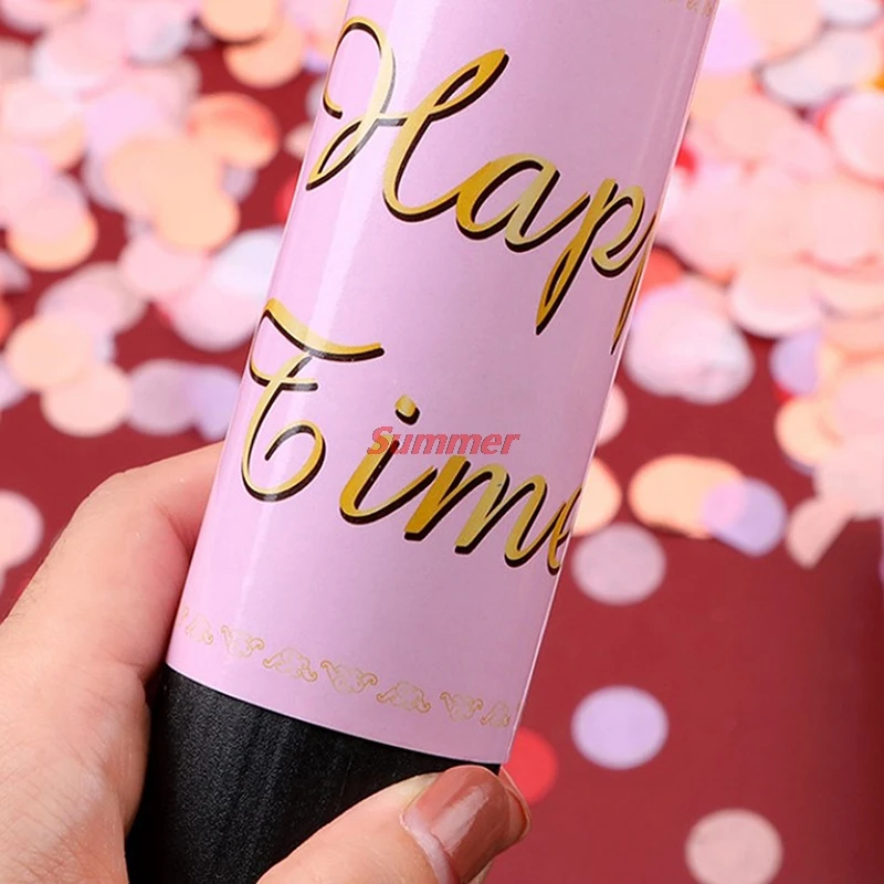 

New 4Pcs Push Pop Party Confetti Poppers Wedding Birthday Flower Mini Round Dector