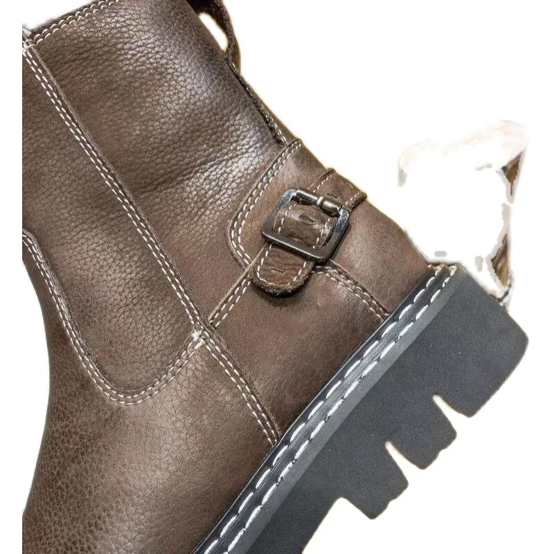 

VALLU 2020 fur snow boots thick-soled leather winter women's short boots outdoor casual wool Dr. Martens Boots