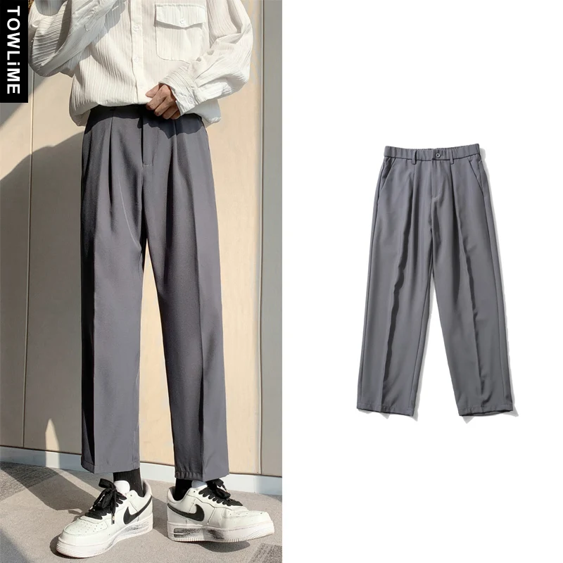 

2021 Men's Straight Loose Casual Pants Korean Fashion Western Trousers Formal Business Suit Pants Streetwear Male Clothing