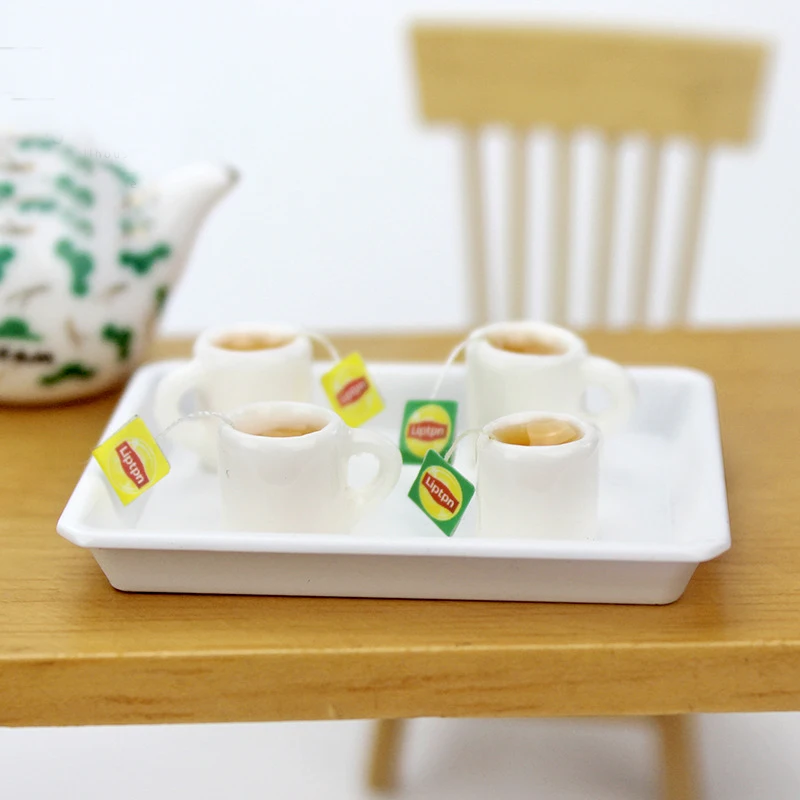 Миниатюрный черный/зеленый чайный кукольный домик 2 шт. Набор чашек для BJD Obitsu 11