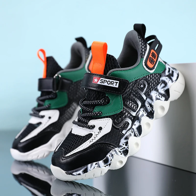 

Super Cool Children Boy Sport Shoes Black Mesh Kid School Student Trainers Soft Sole Child Shoes Summer Boys Brand Sneakers