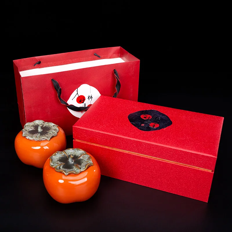 

Simulation persimmon ornaments tea caddy persimmon persimmon wishful tea pet Chinese style gift for friends