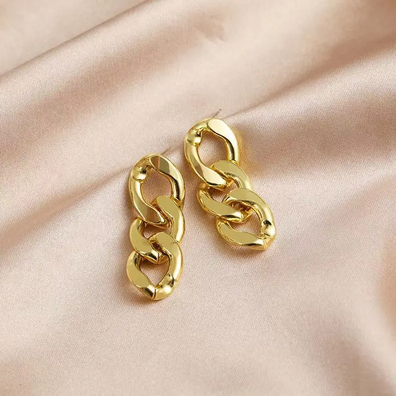 

Europe and Cuba bright gold exaggerated metal chain earrings retro punk chain earrings retro jewelry c0309-1