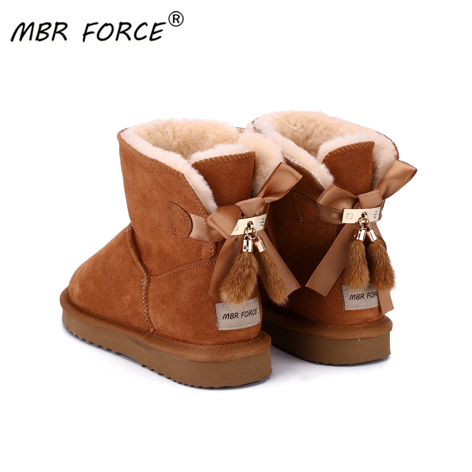 MBR FORCE/короткие женские зимние замшевые ботинки из воловьей кожи с плюшевой
