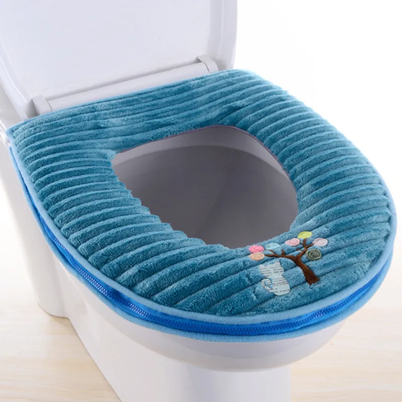 

Super Soft Plush PU Waterproof Thick Warm Zipper Stripe Decal Toilet Seat