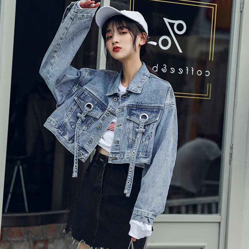 ZQLZ Vintage Jeans Jacket Women 2020 New Loose Short Jean Coats Female Streetwear Casual Washing Autumn Denim Mujer | Женская одежда
