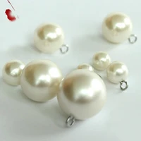 100 pcs high end shirts pearl buttons copper feet sweater decorative bead buttons for cost milky white 8 25mm